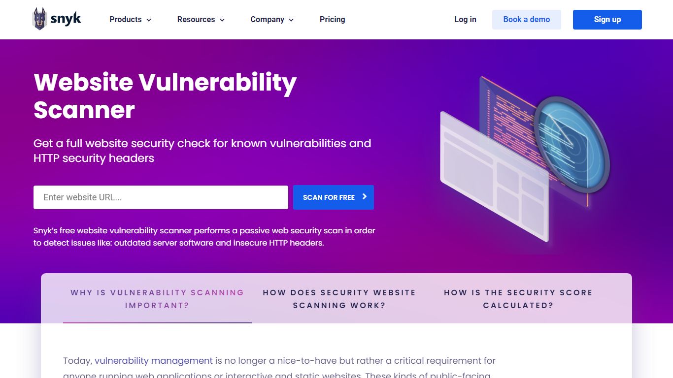 Website Scanner | Website Security Check for Free | Snyk